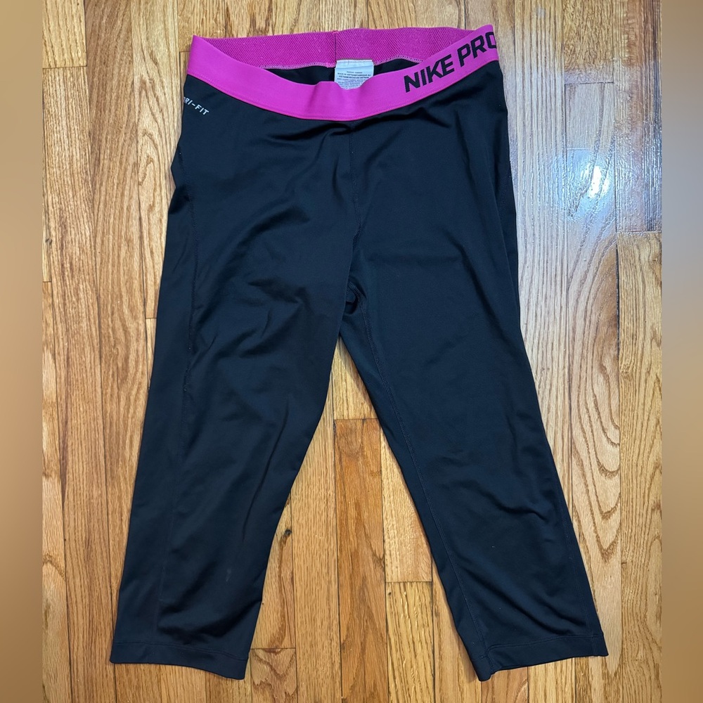 new condition black with pink band nike pro leggings SAME DAY SHIP